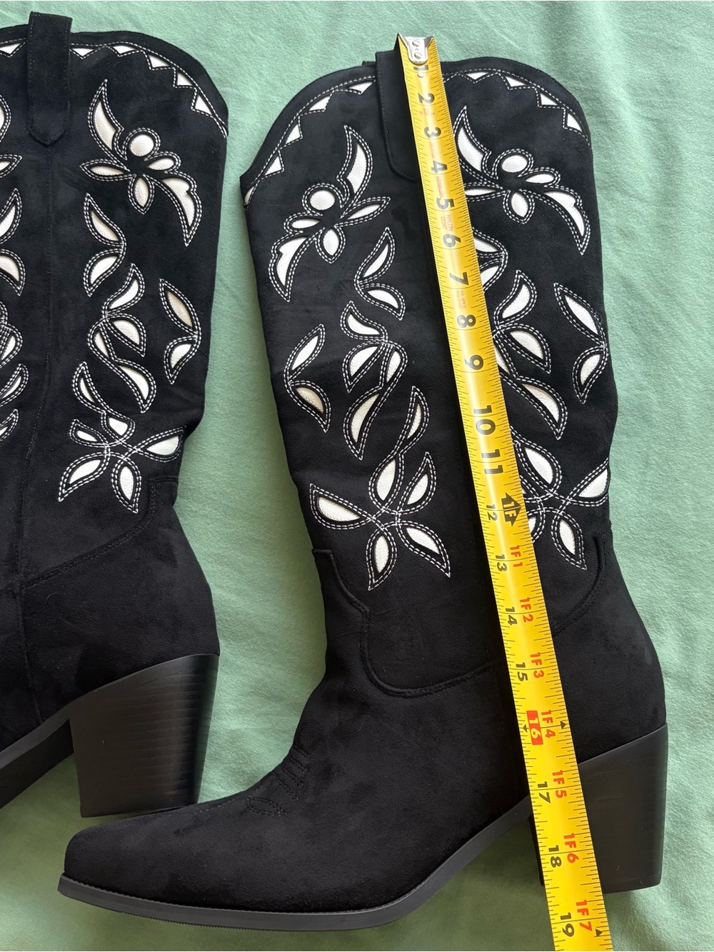 NWTIB Black and White Women's Western Embroidered Knee High Cowboy Boots Cowgirl - Picture 11 of 12
